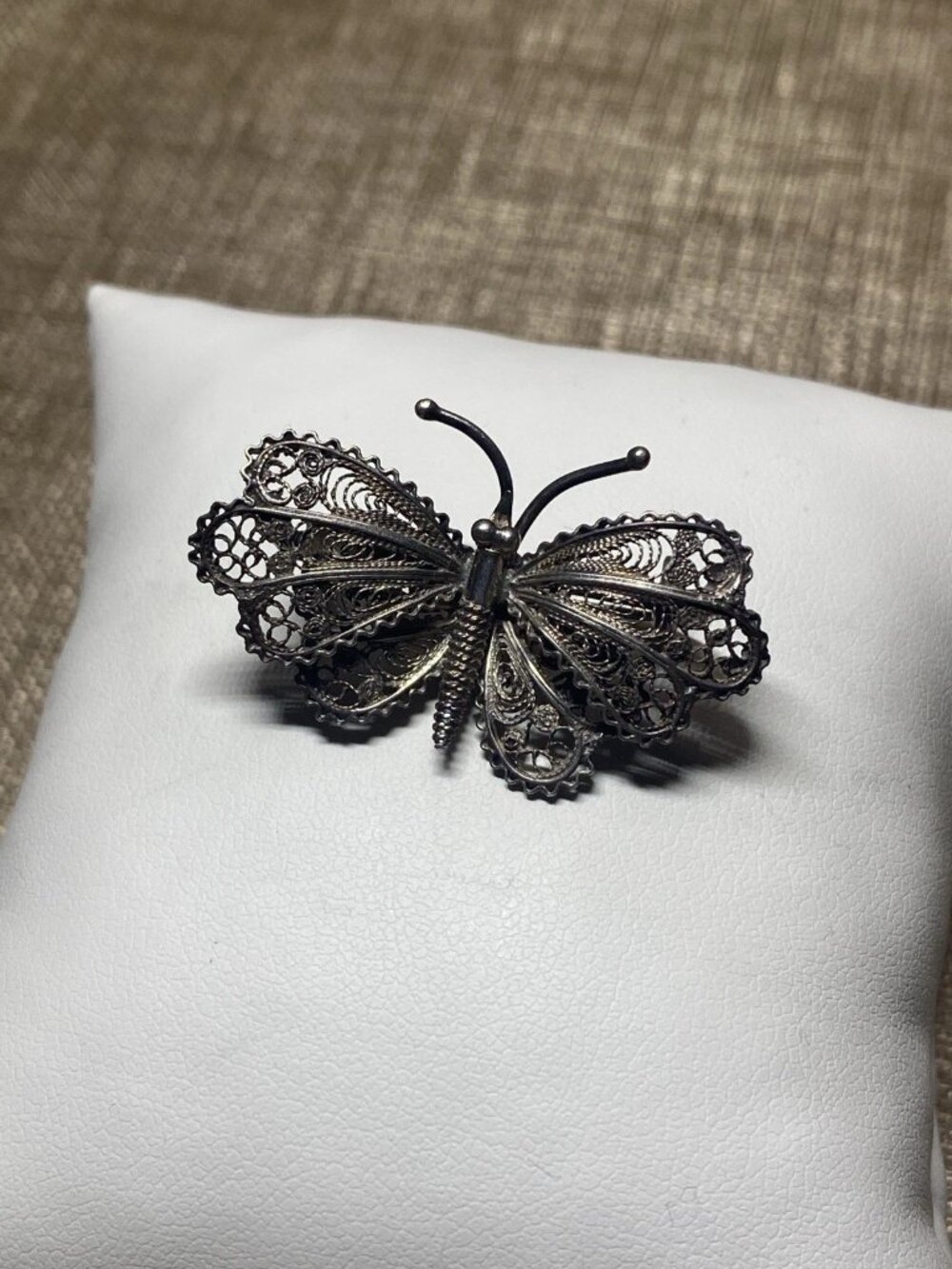 Antique Pre-War 800 Silver Filigree Butterfly Brooch c.1920-1940